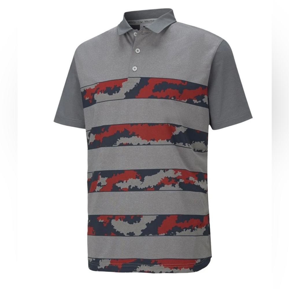 Puma MATTR Volition Ghillie Heather/High Risk Red Golf Polo Men's Medium